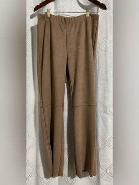 H&M Taupe Faux-Suede Pull-On Stretch-Waist Pants - Size Large